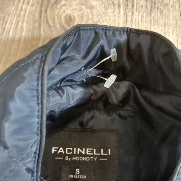 Navy Blue  Quilted Puffer Vest with Gold Accents - Picture 4 of 4